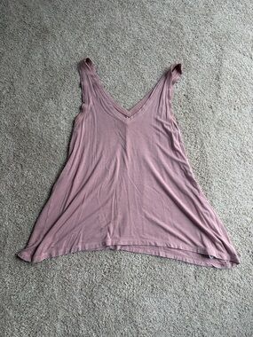 American Eagle Women's V-Neck Sleeveless Swing Tank Top - Dusty Rose